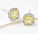 JAI Sterling Silver Lemon Quartz Gem & Diamond Stud Earrings
